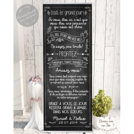 Roll Up Kak Mono De Bienvenue Mariage Personnalis Merci Ardoise