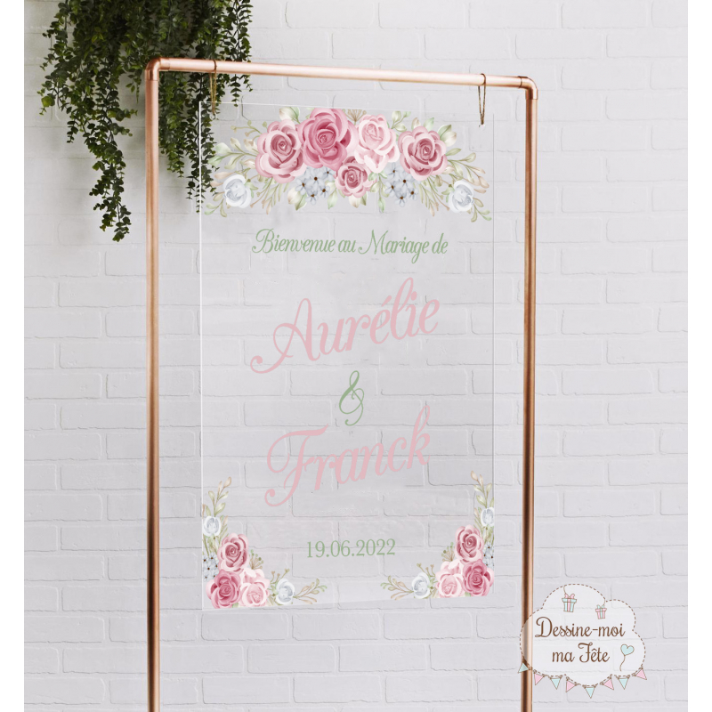 Tableau Bienvenue Mariage Plexiglass Transparent Champ Tre Romantique