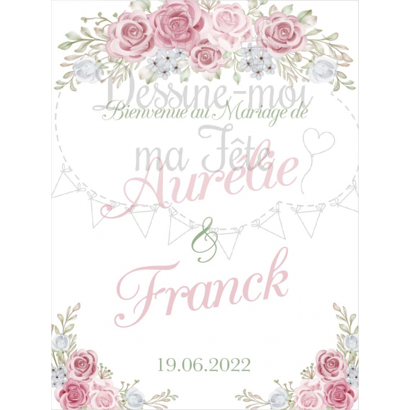 Tableau Bienvenue Mariage Plexiglass Transparent Champ Tre Romantique