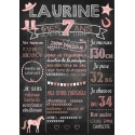 Affiche / Tableau Anniversaire personnalisé Cowgirl - chevaux et poney pour fille