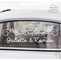 Stickers de voiture mariage personnalisé - "Ornements coeur"