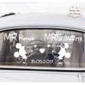 Stickers de voiture mariage personnalisé - "Mickey & Minnie"