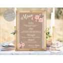 Tableau Menu Mariage "bohème" personnalisé