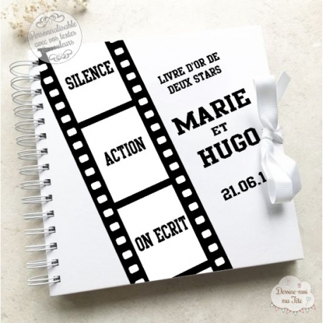 Livre d'Or mariage blanc - Cinéma - à personnaliser pour votre mariage