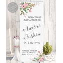 Roll-up / kakémono "Bienvenue Champêtre - blanc" personnalisé