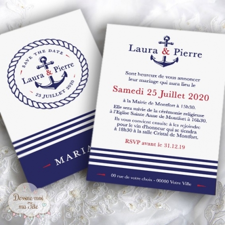 Faire part de Mariage - Marin / La mer 2