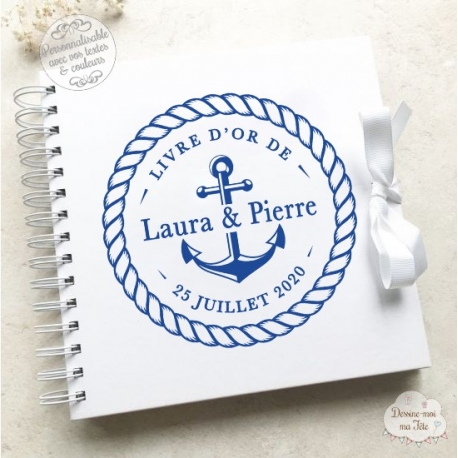 Livre d'Or mariage blanc - Marin - à personnaliser pour votre mariage