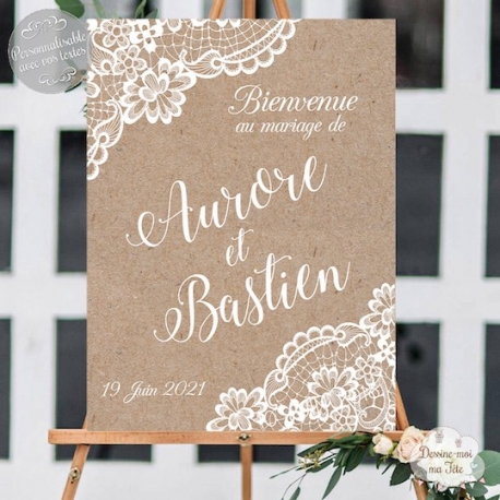 Tableau de Bienvenue Mariage Bohème / Rustique chic personnalisé