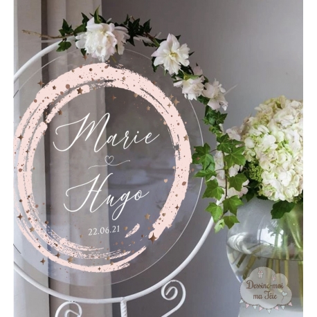 Tableau de bienvenue mariage Plexiglass rond - Aquarelle