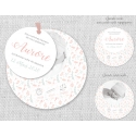 Faire part de Naissance rond pour fille - Motif floral