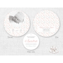 Faire part de Naissance rond pour fille - Motif floral