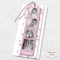 Faire part de naissance Fille - marque page - Motif coeurs rose