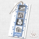 Faire part de naissance Garçon - marque page - Motif coeurs bleu