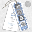 Faire part de naissance Garçon - marque page - Motif coeurs bleu