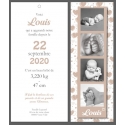 Faire part de naissance Garçon - marque page - Motif coeurs beige