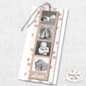 Faire part de naissance Garçon - marque page - Motif coeurs beige