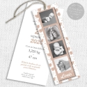 Faire part de naissance Garçon - marque page - Motif coeurs beige