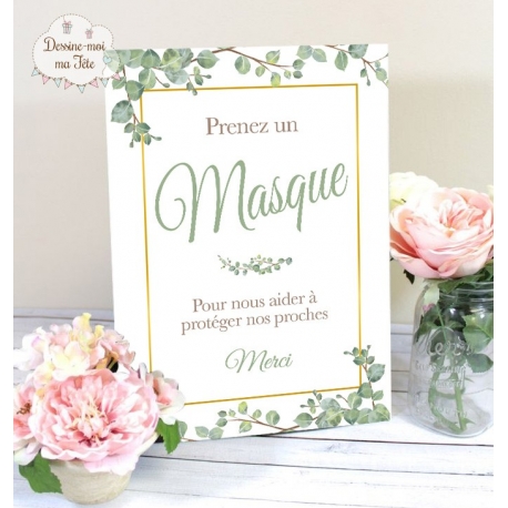 Tableau "Prenez un masque" Végétal