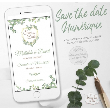 Save the Date numérique Mariage - Végétal