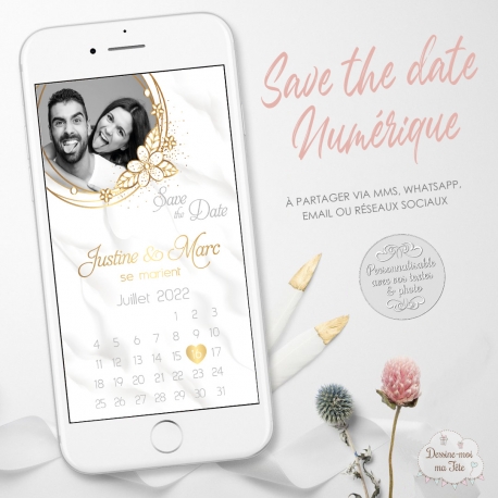 Save the Date numérique Mariage - Calendrier avec photo