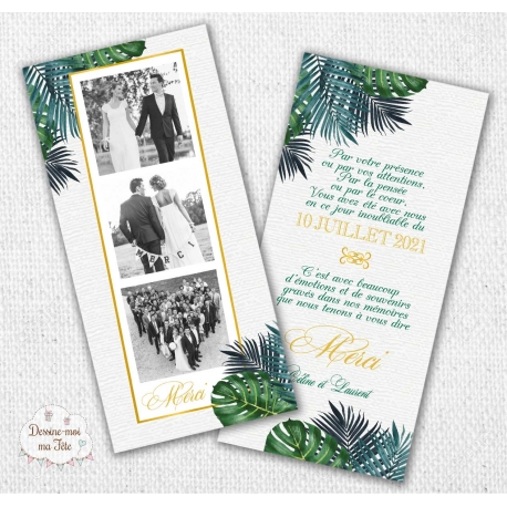 Carte Remerciements Mariage - Tropiques chic