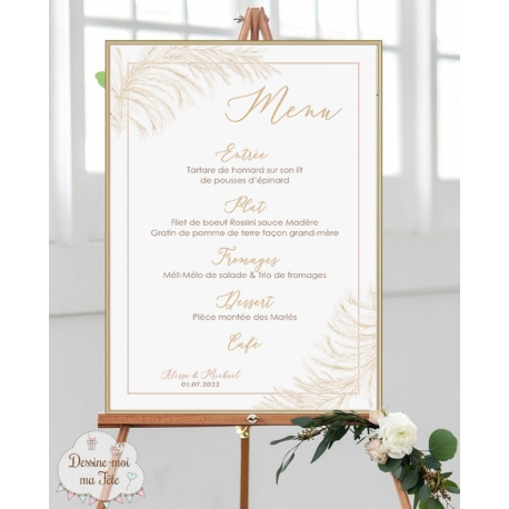 Tableau Menu Mariage Pampa Champêtre