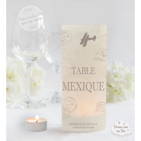 Photophores mariage Marque-table - Voyage Vintage