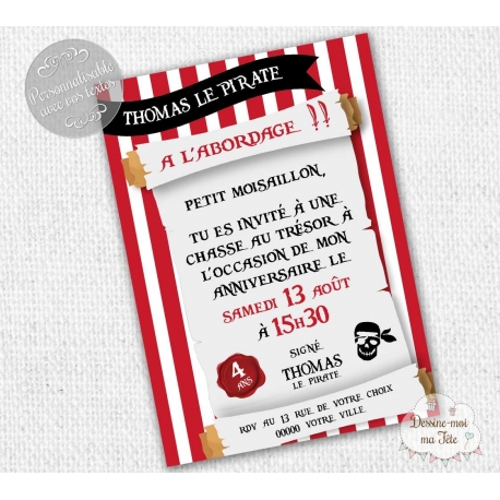 carte d'invitation Anniversaire - "Pirates"