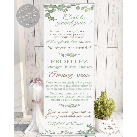 Roll-up / kakémono de Bienvenue - Merci Végétal Eucalyptus