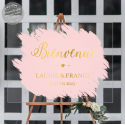 Tableau de bienvenue mariage Plexiglass - Fond peinture