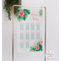 Plan de table sur Plexiglass transparent - Fleurs exotiques / tropiques