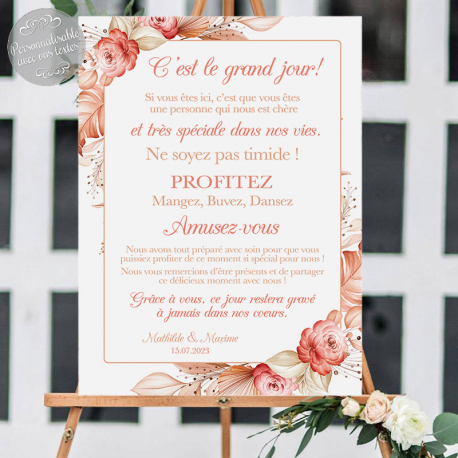 Tableau de Bienvenue Mariage - Merci Terracotta