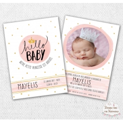 Faire part de naissance fille - Aquarelle princesse