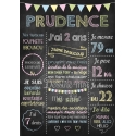 Affiche / Tableau Anniversaire personnalisé "Ardoise 2 Fille"