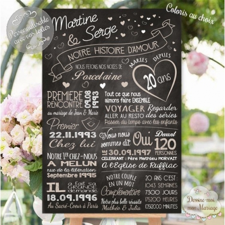 Tableau "Anniversaire Mariage 1" personnalisé