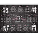 Plan de table Mariage "couple mariés Ardoise 2" personnalisé