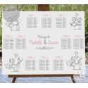 Plan de table Mariage "couple mariés Ardoise 2" personnalisé