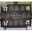 Plan de table Mariage "couple mariés Ardoise 2" personnalisé