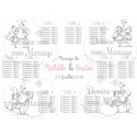 Plan de table Mariage "couple mariés Blanc 2" personnalisé